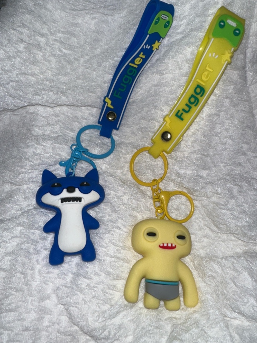 Kids Fuggler Keychain Toy Set – Blue Fox & Yellow Alien